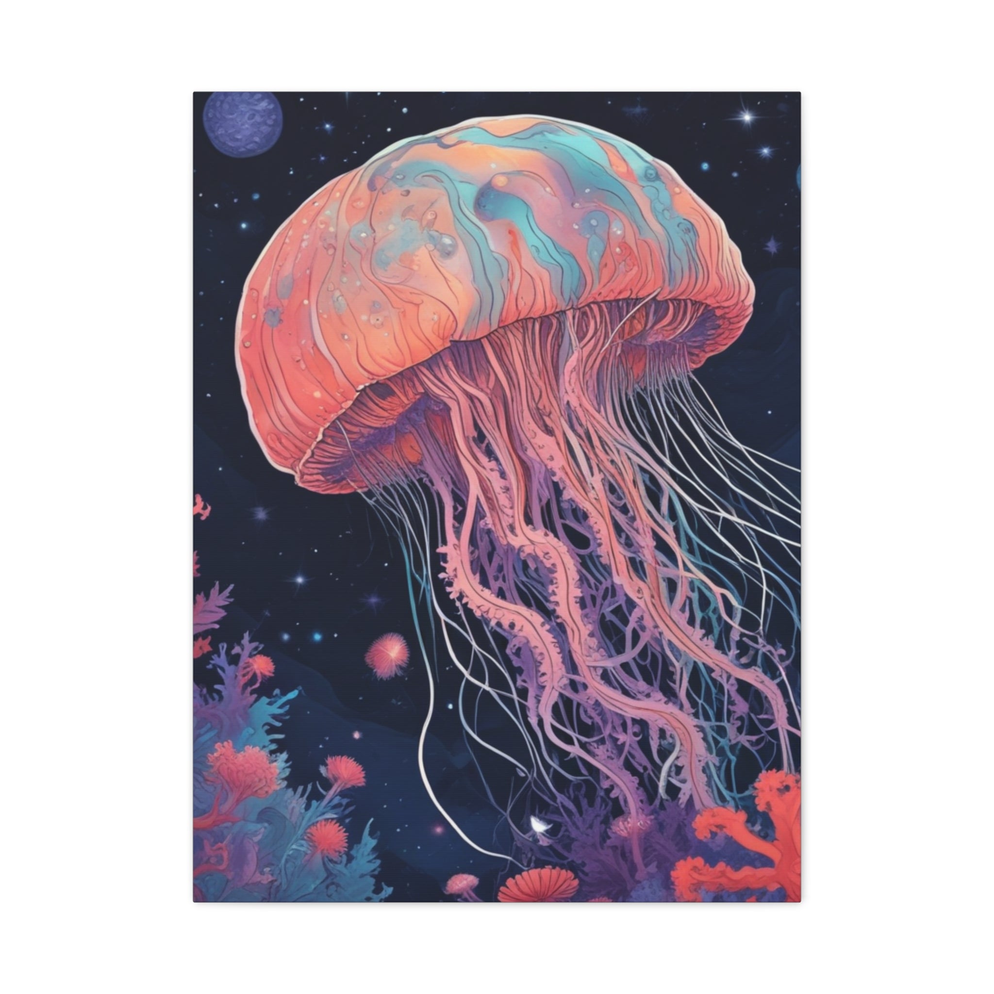 Impresión en lienzo - Pintura de medusas del cielo nocturno