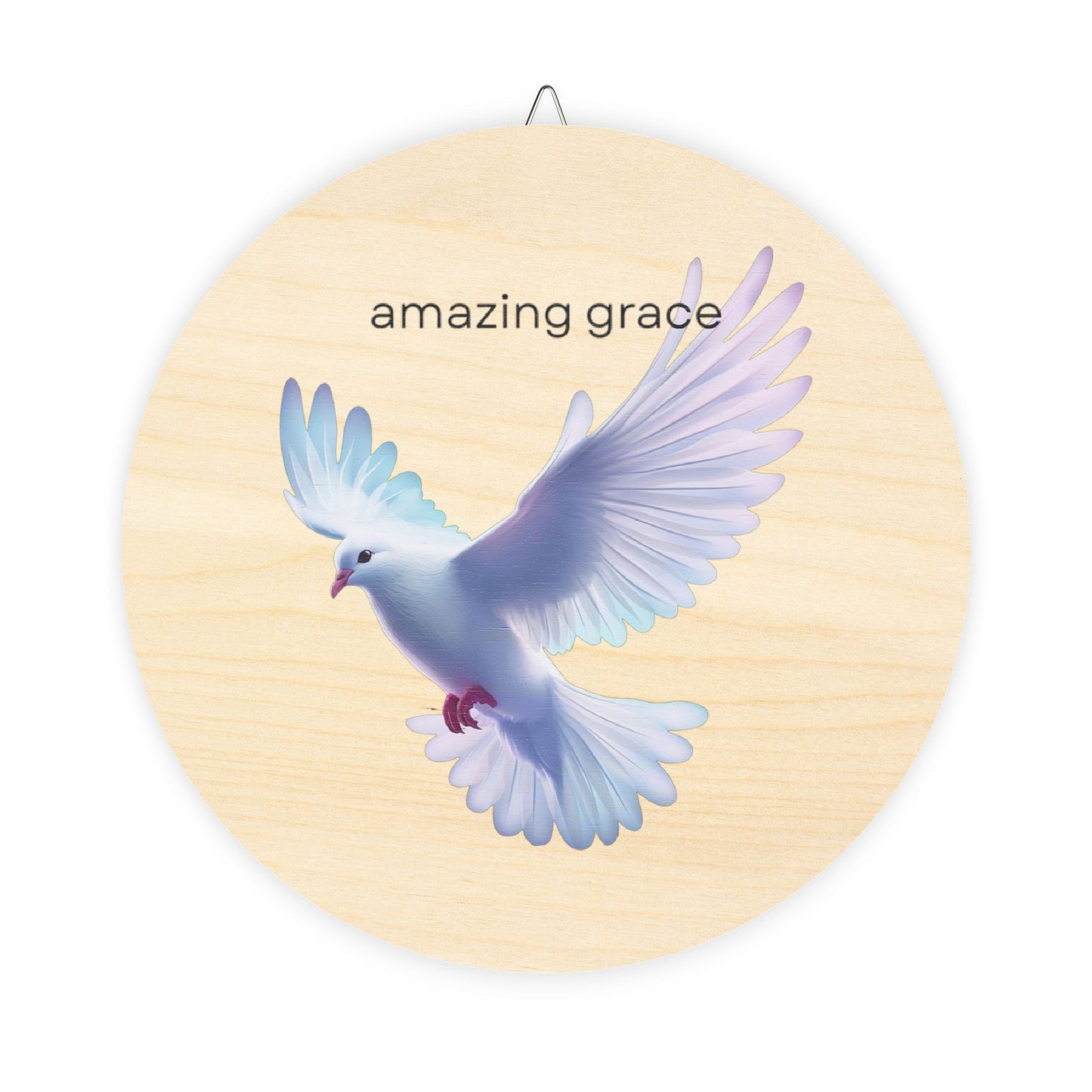 Amazing Grace Dove Wood Sign — Round Inspirational Wall Decor