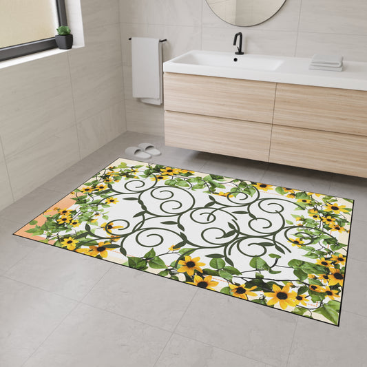 Sunflower Vine Heavy-Duty Floor Mat — Outdoor/Entry Doormat