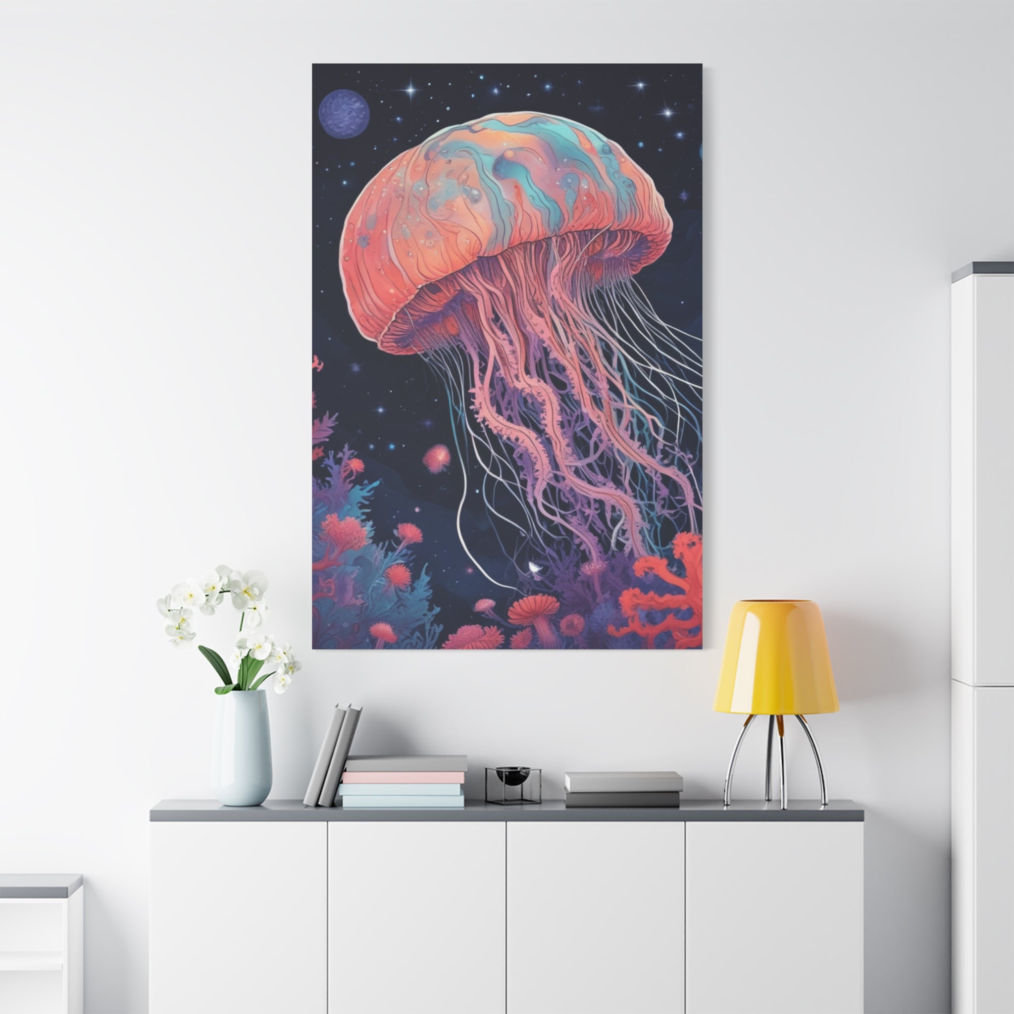 Impresión en lienzo - Pintura de medusas del cielo nocturno