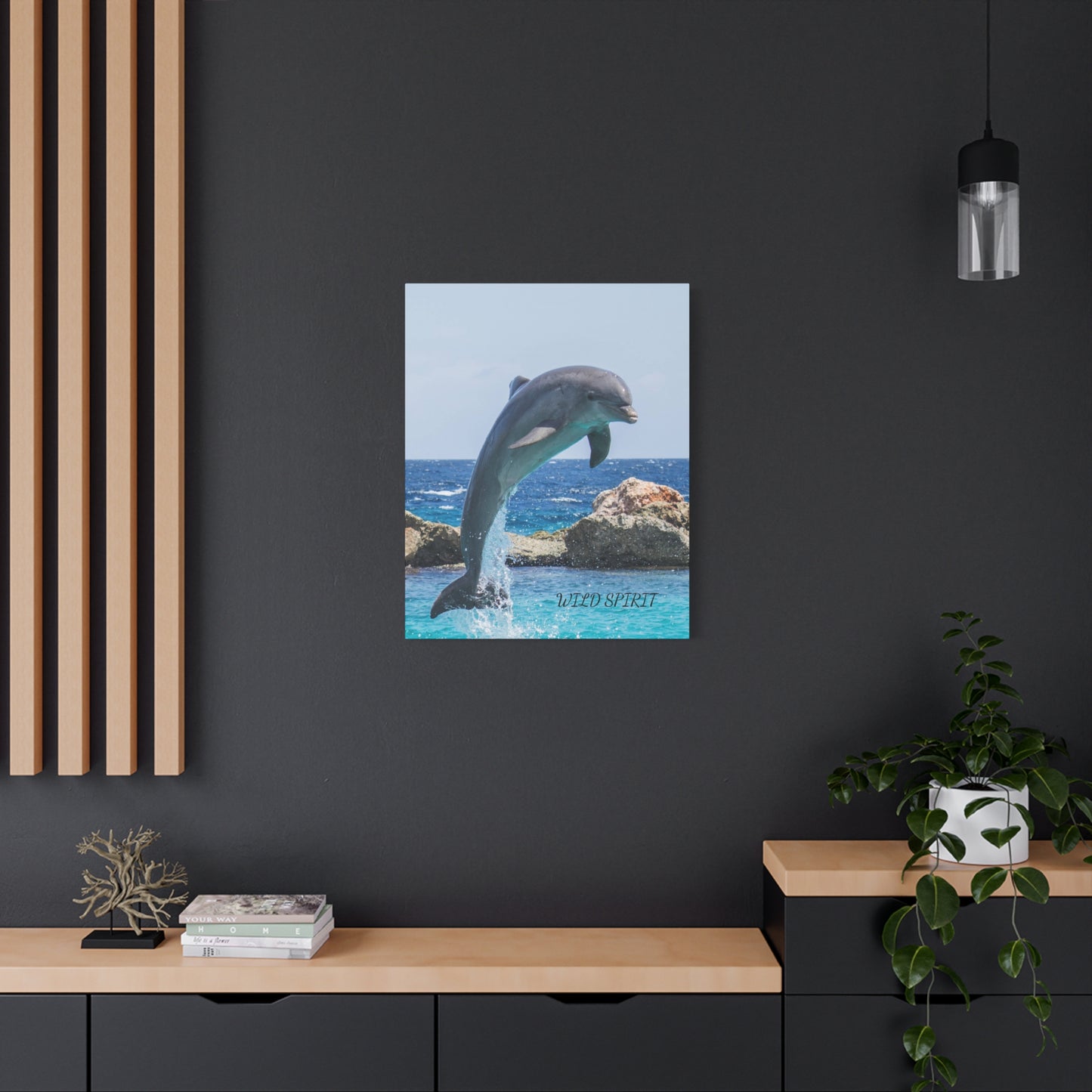 Canvas Print Dolphin Jumping Out of Water on Sunny Day