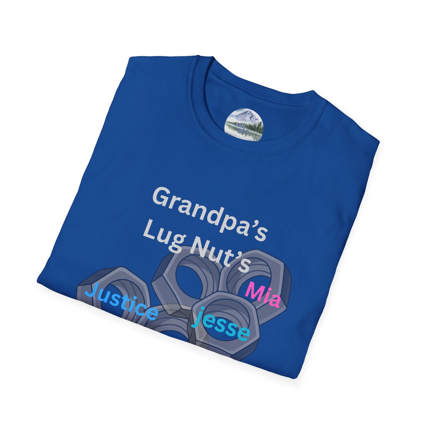 T-Shirt — "Grandpa's Lug Nuts" Personalized Names Auto Mechanic Gift