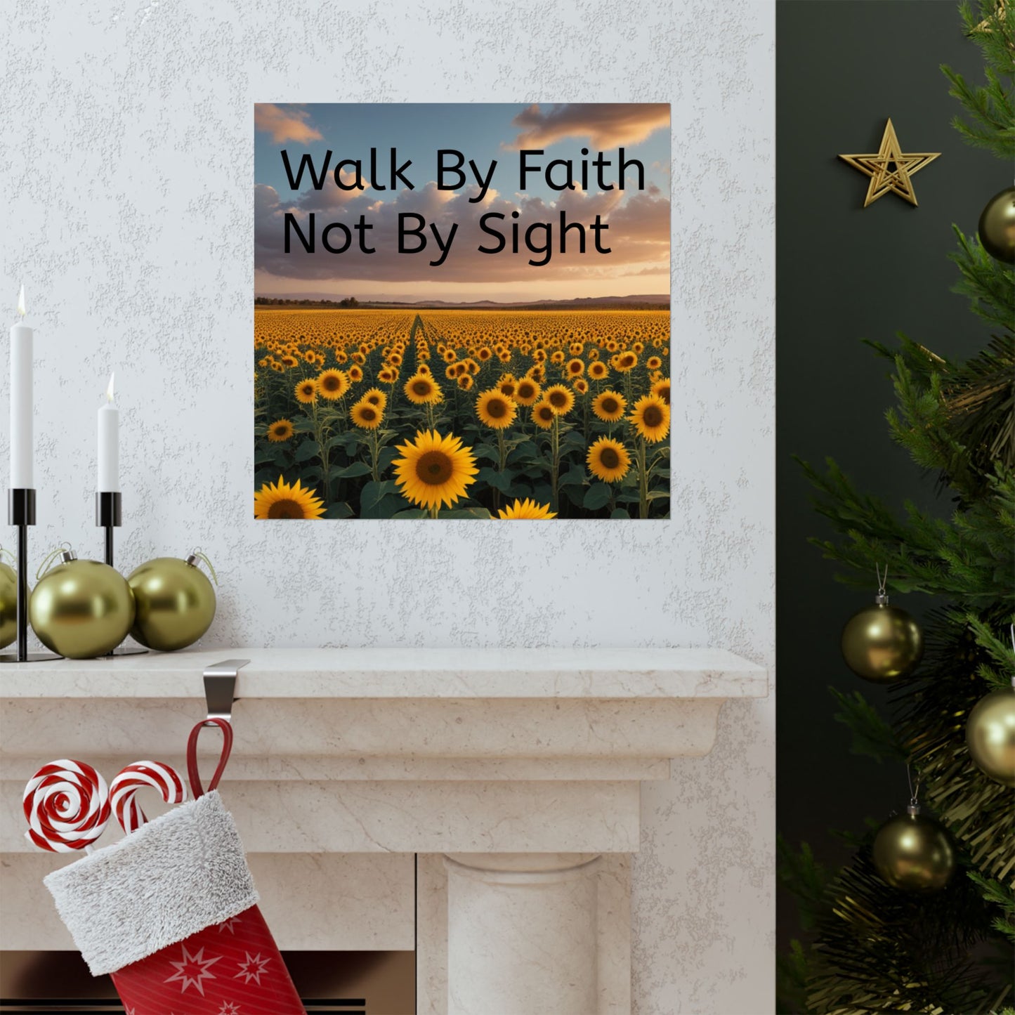 Inspiring Faith Wall Art, Sunflower Poster, Inspirational Home Decor, Christian Gift, Motivational Print