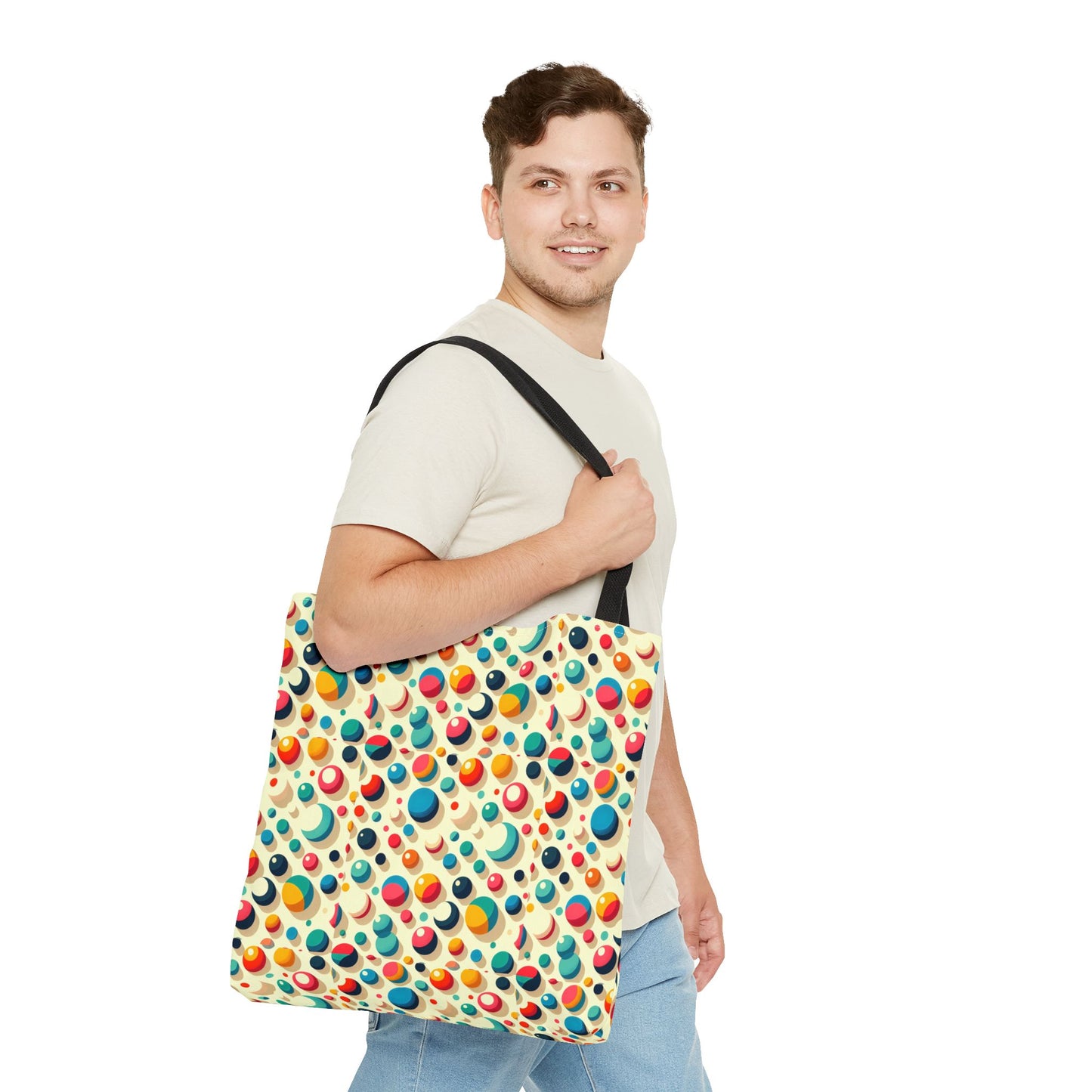 Bolso tote con estampado retro colorido: perfecto para uso diario y estilo chic.
