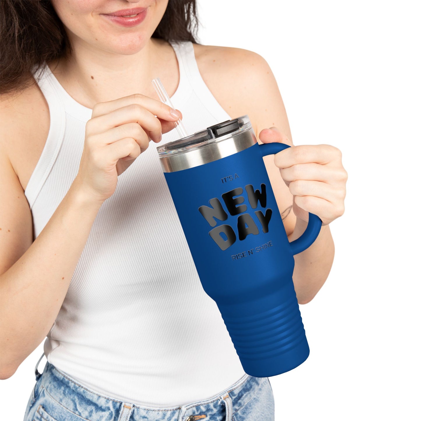 Insulated Travel Mug - 'It's a New Day' 40oz Coffee Tumbler for On-the-Go
