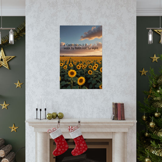 Inspiring Faith Wall Art, Sunflower Poster, Inspirational Home Decor, Christian Gift, Motivational Print