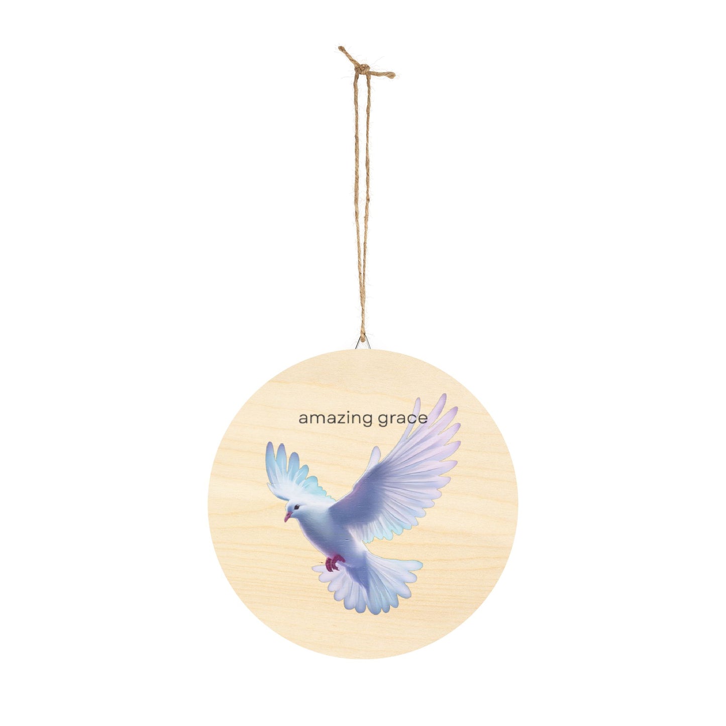 Amazing Grace Dove Wood Sign — Round Inspirational Wall Decor