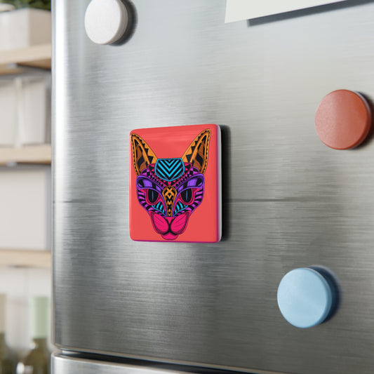 Vibrant Cat Porcelain Magnet - Colorful Animal Decor for Pet Lovers