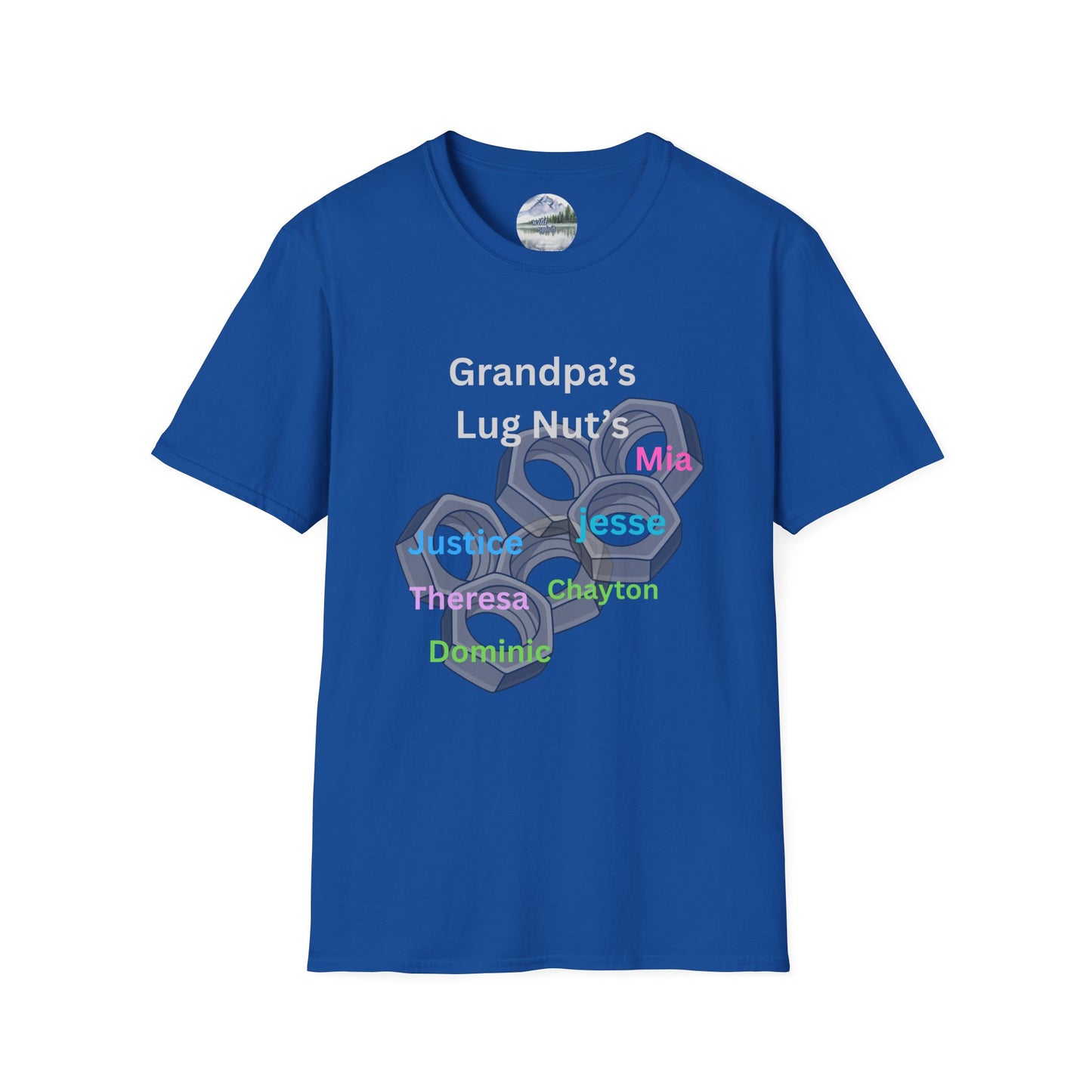 T-Shirt — "Grandpa's Lug Nuts" Personalized Names Auto Mechanic Gift
