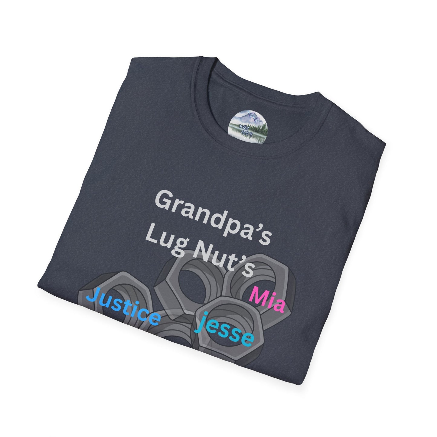 T-Shirt — "Grandpa's Lug Nuts" Personalized Names Auto Mechanic Gift