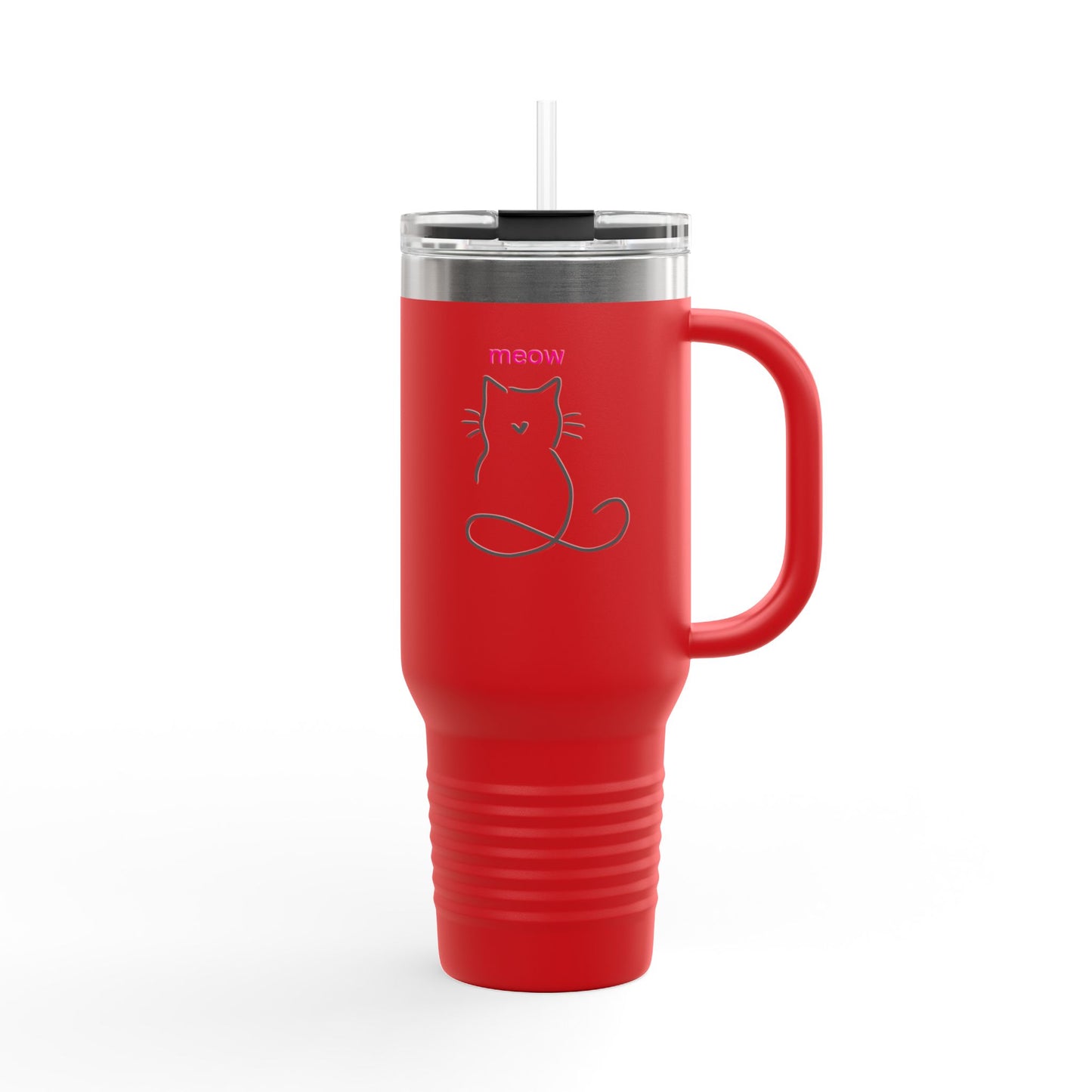 Cute Cat Insulated Travel Mug - 40oz Meow Design for Coffee Lovers