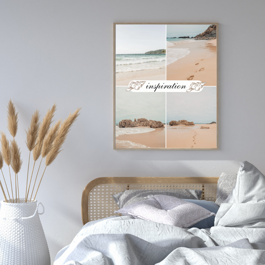 Ocean Inspiration – Coastal Collage Art Print with Seashell Accents
